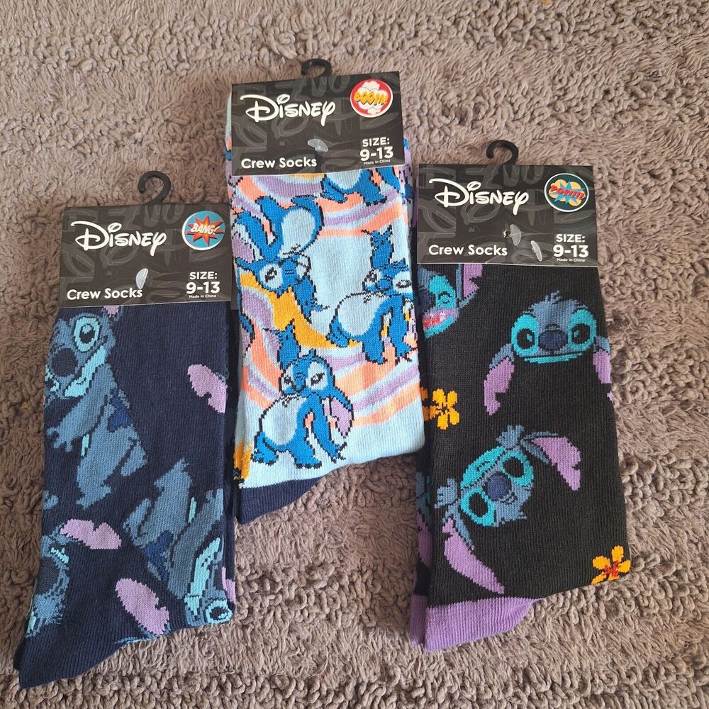 Disney LILO & STITCH‎ Unisex Socks 3 Pair Multi Colors Stretchy Size 9-13